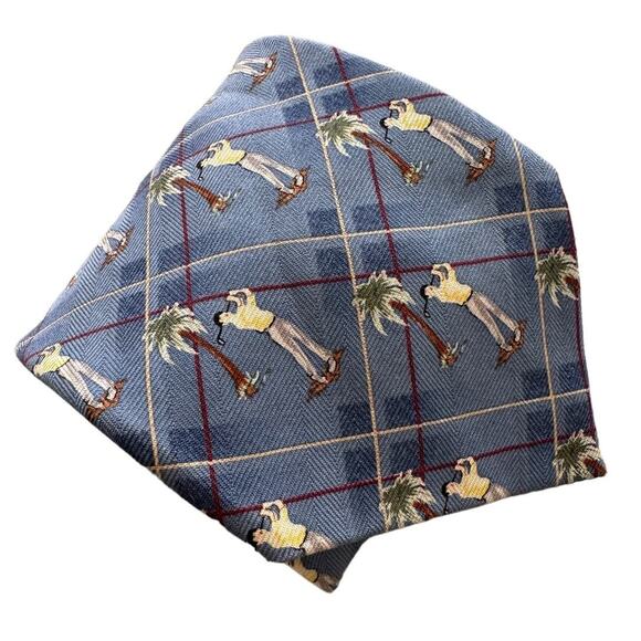 Tommy Bahama vintage golf tropical palm diamond check tie 4” w - Picture 1 of 3